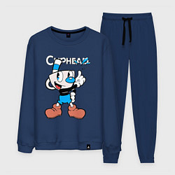 Костюм хлопковый мужской Синяя чашка Cuphead, цвет: тёмно-синий