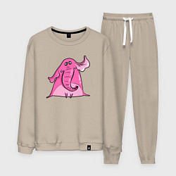Костюм хлопковый мужской Розовый слон, цвет: миндальный
