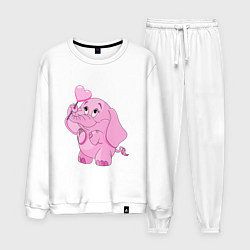 Костюм хлопковый мужской Розовый слонёнок, цвет: белый