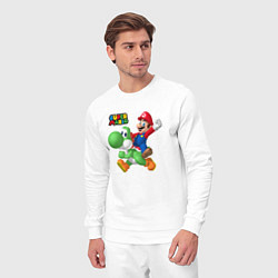 Костюм хлопковый мужской Mario and Yoshi Super Mario, цвет: белый — фото 2