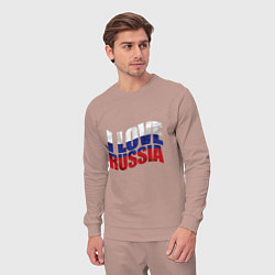Костюм хлопковый мужской Love - Russia, цвет: пыльно-розовый — фото 2