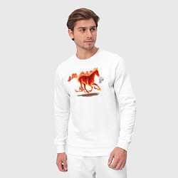 Костюм хлопковый мужской Fire horse огненная лошадь, цвет: белый — фото 2