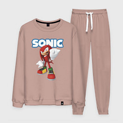 Костюм хлопковый мужской Knuckles Echidna Sonic Video game Ехидна Наклз Вид, цвет: пыльно-розовый