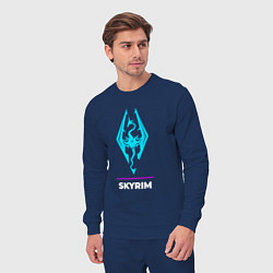 Костюм хлопковый мужской Символ Skyrim в неоновых цветах, цвет: тёмно-синий — фото 2