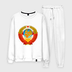 Костюм хлопковый мужской Герб ссср без фона, цвет: белый