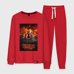 Костюм хлопковый мужской Очень странные дела, персонажи, цвет: красный