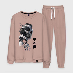 Костюм хлопковый мужской Xbot 4000 в профиль с лого, цвет: пыльно-розовый