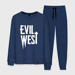 Костюм хлопковый мужской Evil west logo, цвет: тёмно-синий