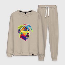 Костюм хлопковый мужской 2PAC Style, цвет: миндальный