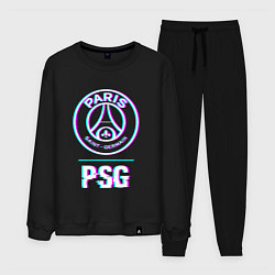Костюм хлопковый мужской PSG FC в стиле Glitch, цвет: черный