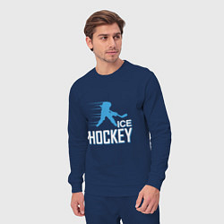 Костюм хлопковый мужской Хоккей Силуэт спортсмена, цвет: тёмно-синий — фото 2