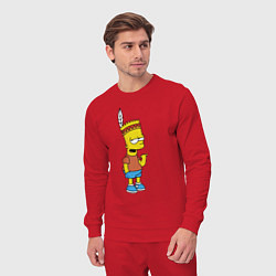 Костюм хлопковый мужской Барт Симпсон - индеец, цвет: красный — фото 2