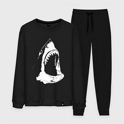 Костюм хлопковый мужской Огромная акулья пасть, цвет: черный