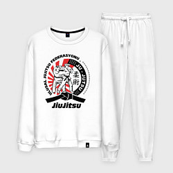 Костюм хлопковый мужской Джиу-джитсу Jiujitsu emblem, цвет: белый