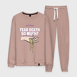 Костюм хлопковый мужской Why do humans fear death?, цвет: пыльно-розовый