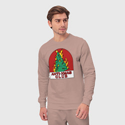 Костюм хлопковый мужской Anti xmas club, цвет: пыльно-розовый — фото 2