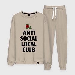 Костюм хлопковый мужской Anti social local club, цвет: миндальный