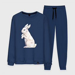 Костюм хлопковый мужской Белый милый кролик, цвет: тёмно-синий