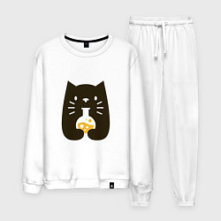 Костюм хлопковый мужской Котик - Химик, цвет: белый
