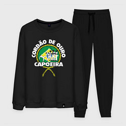 Костюм хлопковый мужской Capoeira - Cordao de ouro flag of Brazil, цвет: черный