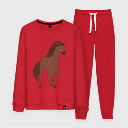 Костюм хлопковый мужской Лошадка мустанг, цвет: красный