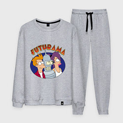 Костюм хлопковый мужской Fry Bender Leela, цвет: меланж