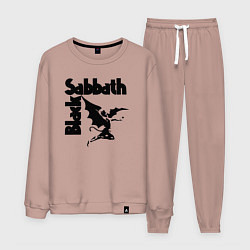 Костюм хлопковый мужской Блэк Саббат метал, цвет: пыльно-розовый