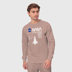Костюм хлопковый мужской Nasa ракета, цвет: пыльно-розовый — фото 2