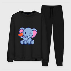 Костюм хлопковый мужской Love Elephant, цвет: черный