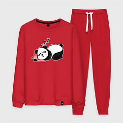 Костюм хлопковый мужской Дрыхнущая панда, цвет: красный