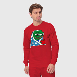Костюм хлопковый мужской Frog Pepe мем, цвет: красный — фото 2