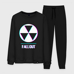 Костюм хлопковый мужской Fallout в стиле glitch и баги графики, цвет: черный