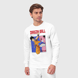 Костюм хлопковый мужской Dragon Ball - Сон Гоку - Удар, цвет: белый — фото 2