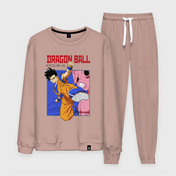 Костюм хлопковый мужской Dragon Ball - Сон Гоку - Удар, цвет: пыльно-розовый