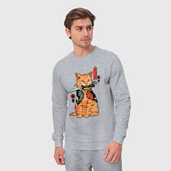 Костюм хлопковый мужской Японский Кот Якудза, цвет: меланж — фото 2