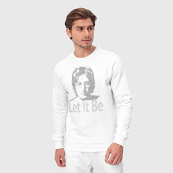 Костюм хлопковый мужской Портрет Джона Леннона и текст песни Let It Be, цвет: белый — фото 2