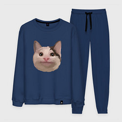 Костюм хлопковый мужской Polite cat meme, цвет: тёмно-синий