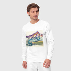 Костюм хлопковый мужской Акварельные горы, цвет: белый — фото 2
