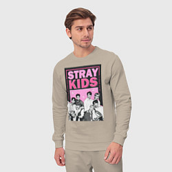 Костюм хлопковый мужской Stray Kids boy band, цвет: миндальный — фото 2