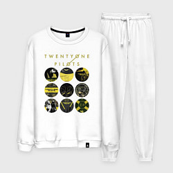 Костюм хлопковый мужской Twenty One Pilots коллаж, цвет: белый