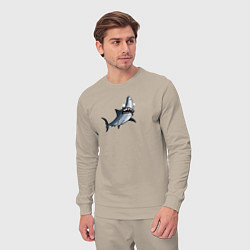 Костюм хлопковый мужской Удивлённая акула, цвет: миндальный — фото 2