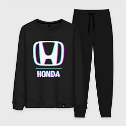 Костюм хлопковый мужской Значок Honda в стиле glitch, цвет: черный