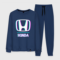 Костюм хлопковый мужской Значок Honda в стиле glitch, цвет: тёмно-синий