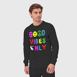 Костюм хлопковый мужской Good vibes only, цвет: черный — фото 2