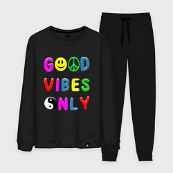 Костюм хлопковый мужской Good vibes only, цвет: черный