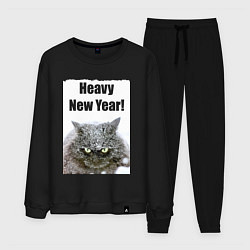 Костюм хлопковый мужской Heavy New Year - снег на морде, цвет: черный