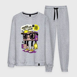 Костюм хлопковый мужской Ретро магнитофон в очках и бейсболке, цвет: меланж