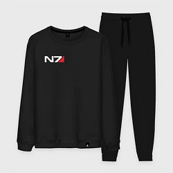 Костюм хлопковый мужской Логотип N7, цвет: черный