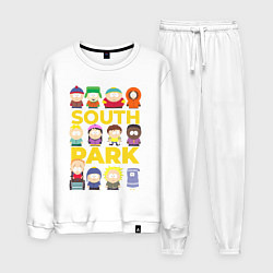 Костюм хлопковый мужской Южный парк персонажи, цвет: белый