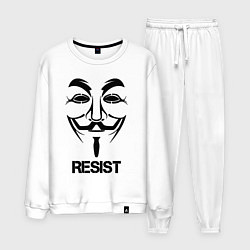 Костюм хлопковый мужской Guy Fawkes - resist, цвет: белый